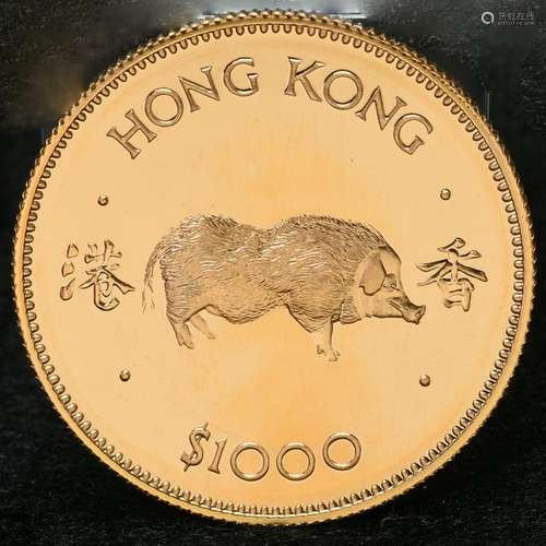 1983 Lunar Series Hong Kong $1000. Gold Coin. W-15,98