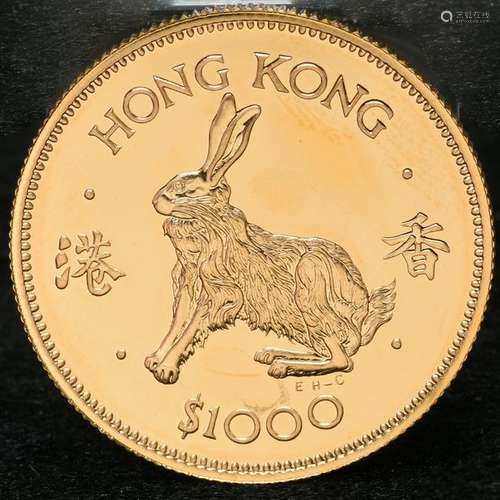 1987 Lunar Series Hong Kong $1000. Gold Coin. W-15,98