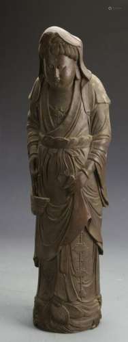 Chinese Carved Bamboo Guanyin Figure