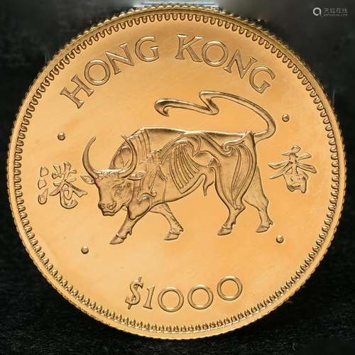 1985 Lunar Series Hong Kong $1000. Gold Coin. W-15,98