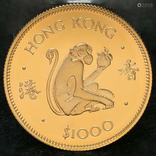 1982 Lunar Series Hong Kong $1000. Gold Coin. W-15,98