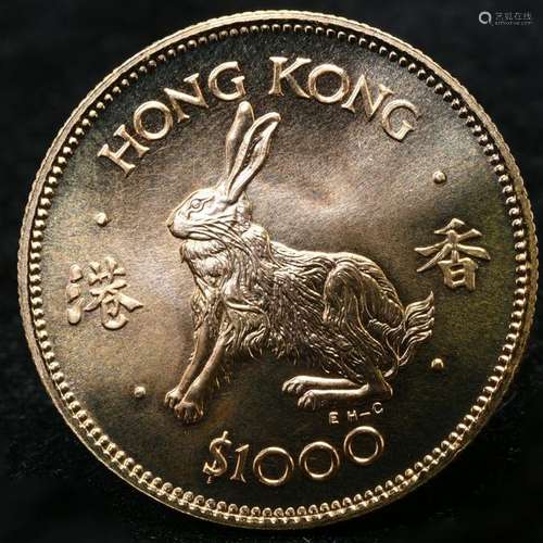 1987 Lunar Series Hong Kong $1000. Gold Coin. W-15,98