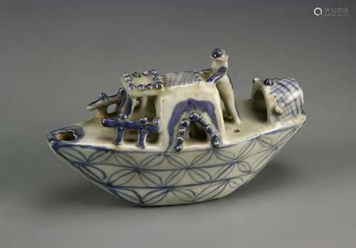 Chinese Blue And White Boat