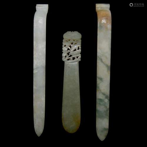 Three Chinese Jade Hairpins