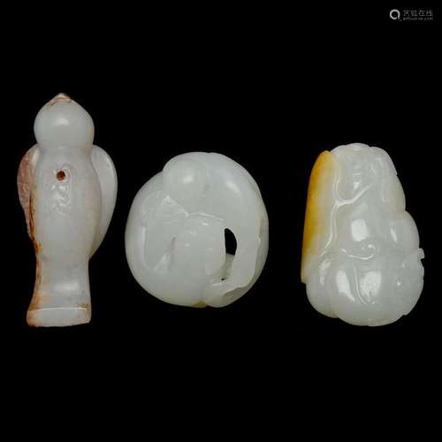 Three Chinese White Jade Carvings