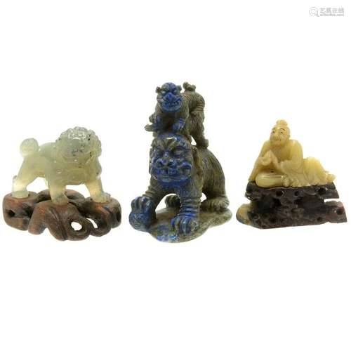 Three Chinese Carved Hardstone Carvings