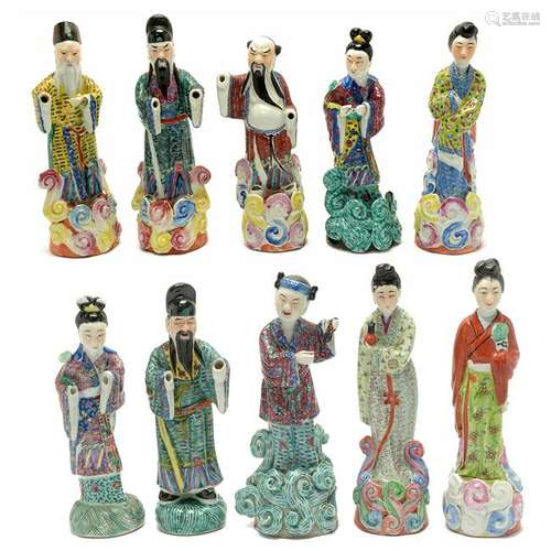 Group of Chinese Porcelain Enamel Figures of Deites.