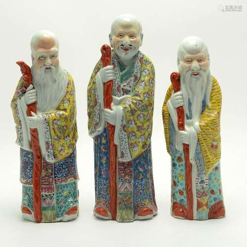 Three Chinese Porcelain Figures of Shoulao