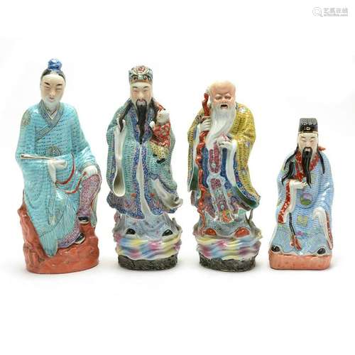 Four Chinese Porcelain Figures of Immortals