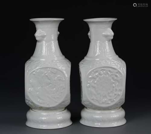 Chinese A Pair Of White Glazed Vases