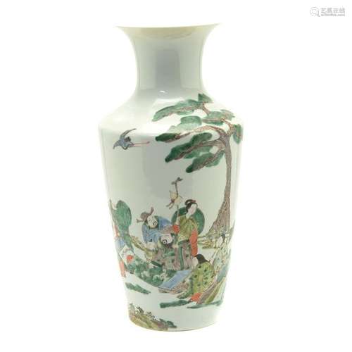 Chinese Famille Verte Enamel Baluster Vase