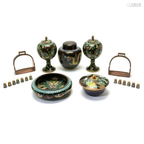 Large Group of Chinese CloisonnÃ Items