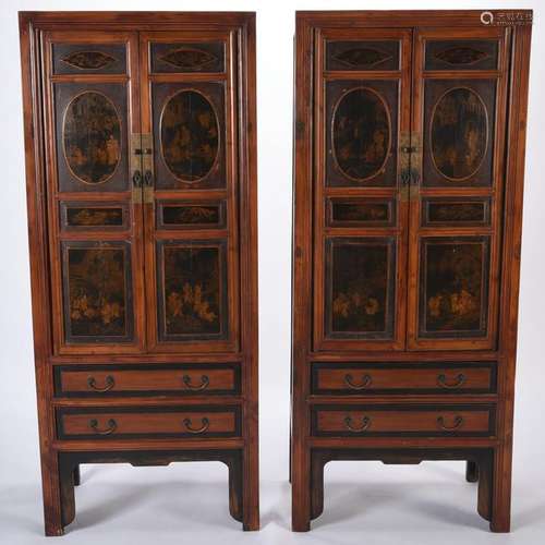 Pair of Chinese Painted and Lacquered Cabinets.