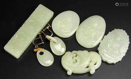 7 Chinese Jade Jewelry Pieces