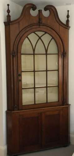 English Adams Brothers Glass Front Pine Cabinet