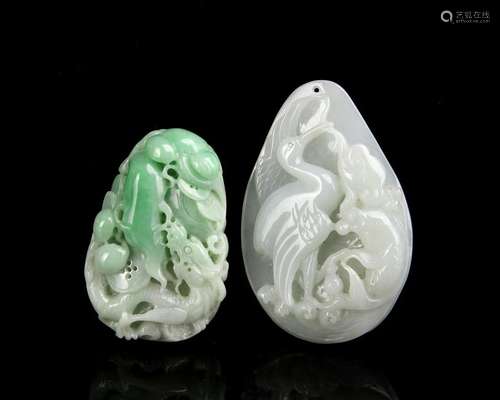 Two Chinese Jadeite Pendants