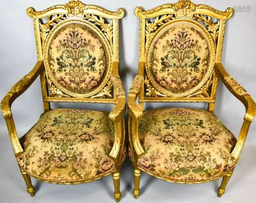 Pair of Antique Louis XVI Style Arm Chairs