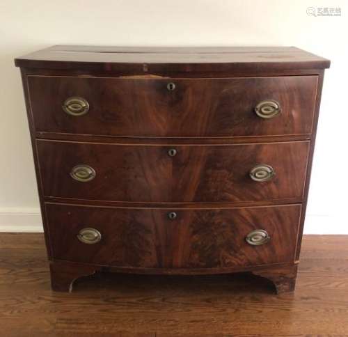 American Federal 3 Drawer Book Matched Dresser