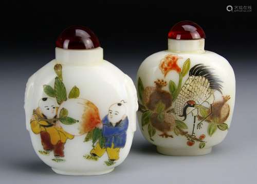 Pair of Chinese Peking Glass Snuff Bottles