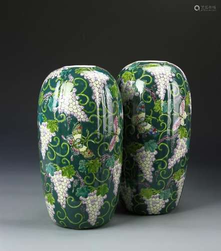 Pair of Chinese Famille Rose Vases