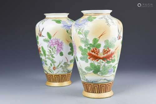 Pair of Chinese Famille Rose Vase