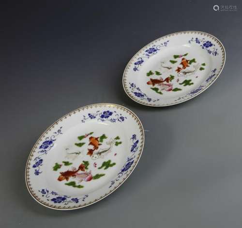 Pair of Chinese Famille Rose Plates