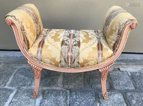 French Rococo Style Carved & Upholstered Bench