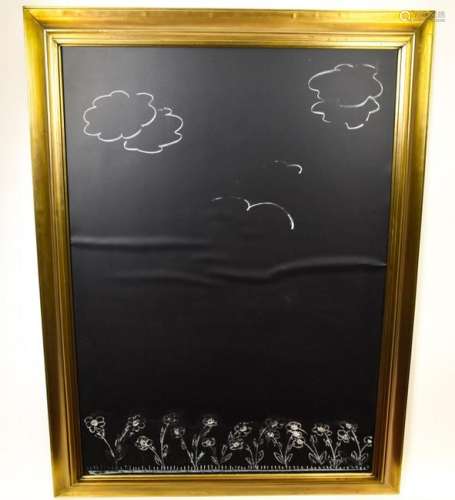 Large Contemporary Brass Toned Framed Chalkboard