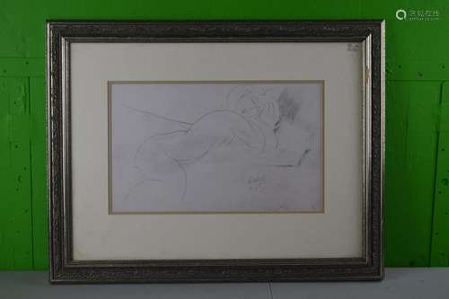 Framed Pencil Sketch Of A Nude Lady