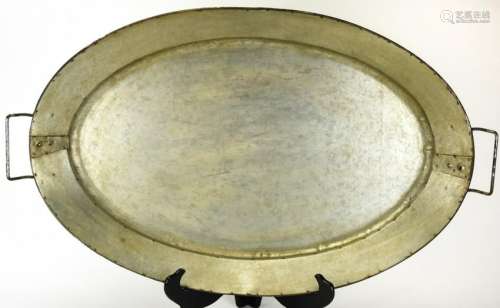 Large Oval Galvanized Metal Serving Platter / Tray