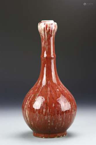 Chinese Peach Blossom Garlic Head Vase