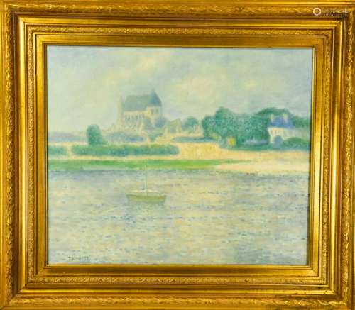 T. Kimmel Impressionist Waterfront Framed Painting