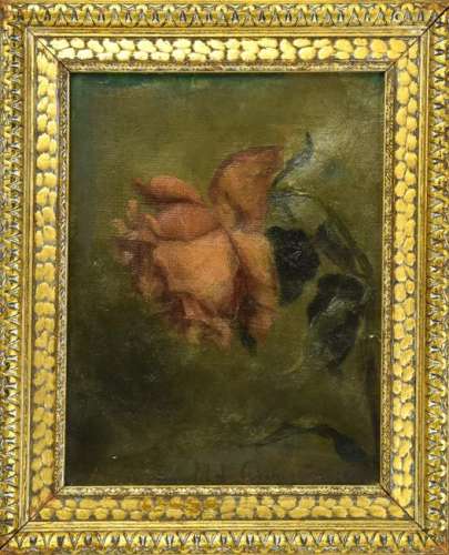 Signed C 1942 Oil Painting of a Rose