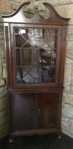 Chippendale Style Glass Front Corner Cabinet