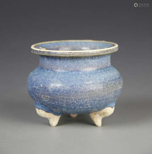 Chinese Jun Yao Tripod Censer