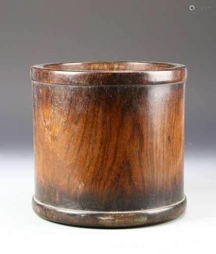 Chinese Hardwood Carved Bamboo Brush Pot