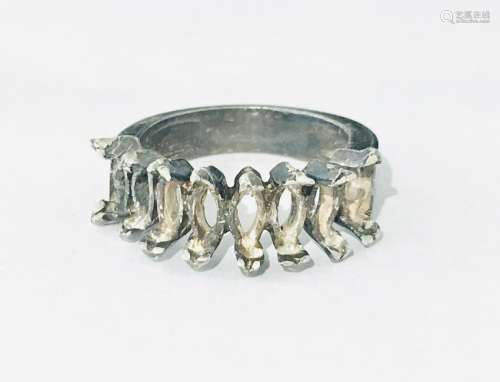 Collecible For Marquise Sterling Silver Ring Mounting