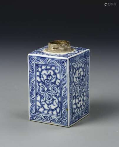 Chinese Export Blue and White Tea Caddy