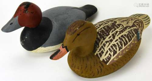Pair Vintage Hand Carved & Painted Duck Decoys