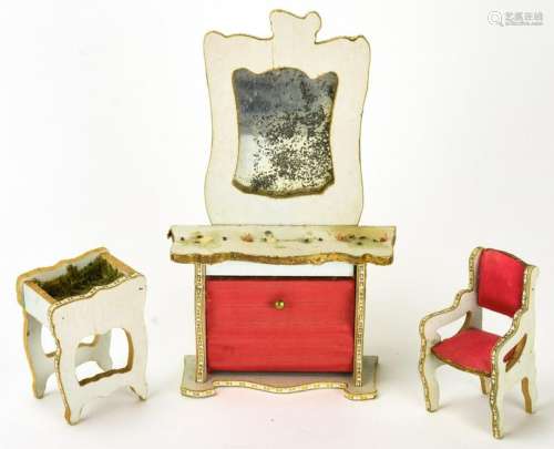 Antique 19th C French Dollhouse Furniture Pieces