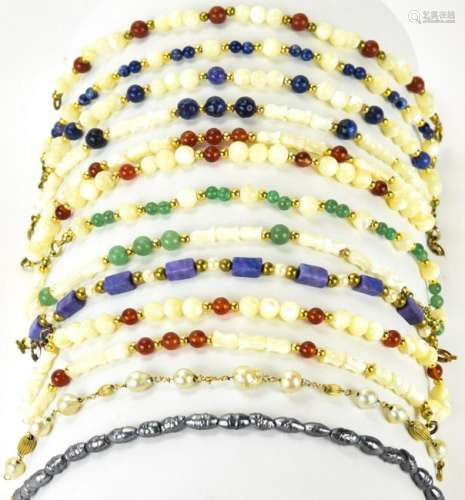 10 Carnelian Mother of Pearl Lapis & 14k Bracelets
