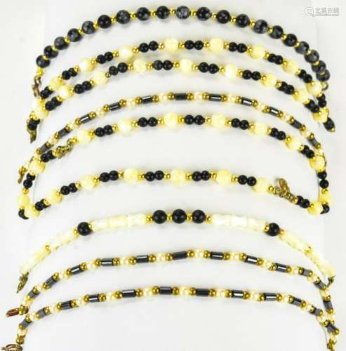9 Onyx Mother of Pearl Hematite & 14k Bracelets