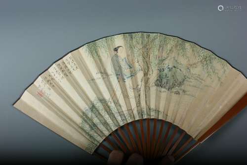 A Fan Painting And Calligraphy by Fei Danxu, Qing