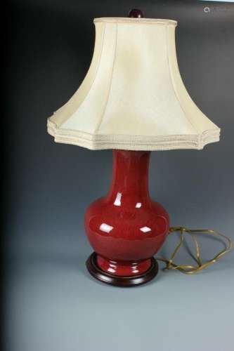 A Red-Glazed Vase Table Lamp