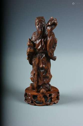 A Boxwood Carved Statue of Libai