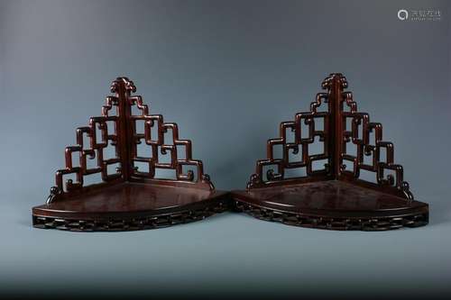 A Pair Of Tripod Hongmu Bases