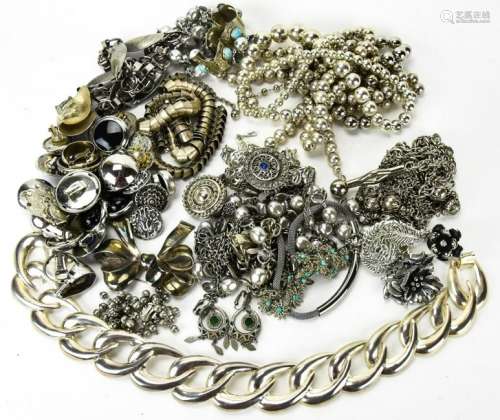 Collection of Vintage Silver Tone Costume Jewelry