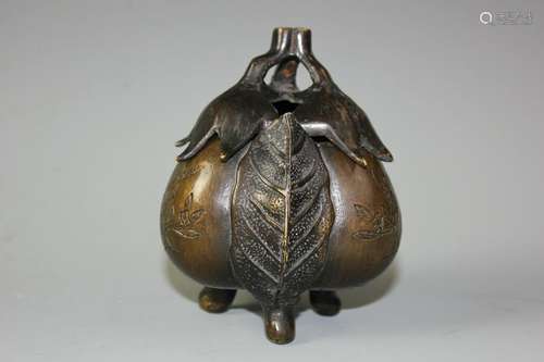 A Copper Censer Shaped Fruit Bowl