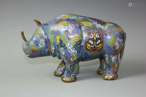 A Cloisonne Enamel Figure of Rhinoceros