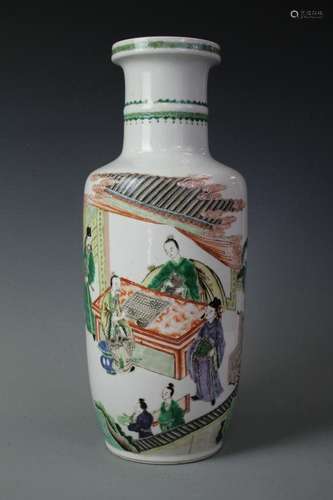 A Famille-Rose Vase, Late Qing Dynasty